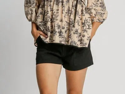 Umgee Babydoll Toile Top In Taupe Mix In Brown