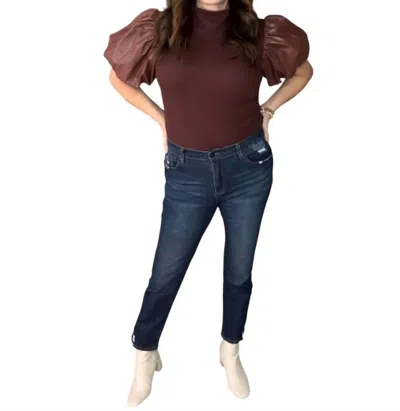 Umgee Basic Straight-leg Jean In Dark Denim In Blue