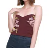 Umgee Beaded & Embroidered Crop Top In Maroon In Multi