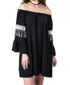 Umgee Bell Sleeve Boho Chic Dress In Black