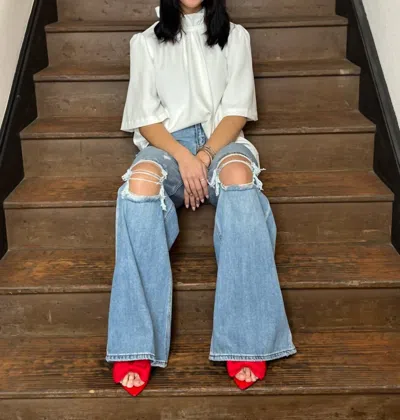Umgee Bell Sleeve Top In Off White