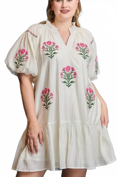 Umgee Big Floral Dress In Cream In Neutral