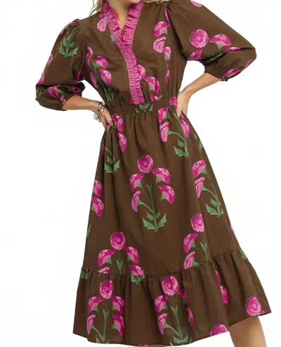 Umgee Bloom Babe Dress In Brown