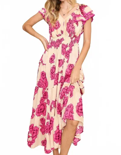 Umgee Blythe A-line Midi Dress In Natural In Black