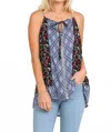 Umgee Bohemian Halter Neck Top In Black In Blue