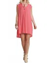 Umgee Bohemian Lace Sleeveless Dress In Coral In Pink