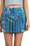 Umgee Bohemian Printed Shorts In Aqua In Blue