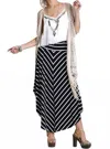 Umgee Bohemian Striped Midi Skirt In Navy In Black