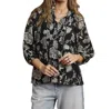 Umgee Boho Floral Blouse In Black In Black