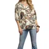 Umgee Boho Paisley Puff Sleeve Blouse In Cream In Multi