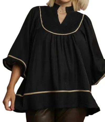 Umgee Boho Plus Peasant Blouse In Black