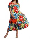 Umgee Bold Floral Tiered Maxi Dress - Plus In Off-white Mix In Multi