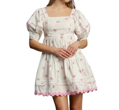Umgee Bow Dress In Cream/pink In Multi
