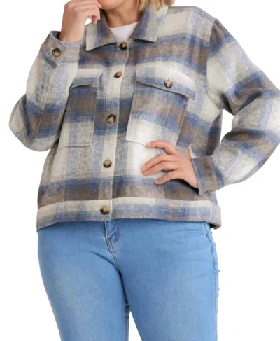 UMGEE BRUSHED TWILL CROPPED SHACKET -PLUS IN BLUE
