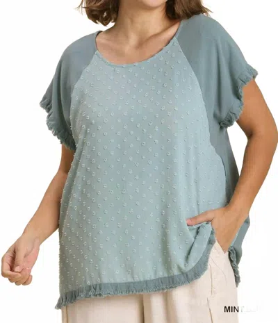 Umgee Bubble Touch Top - Plus In Mint Blue