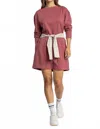 Umgee Buttery Soft Knit Drawstring Dress In Rose Clay In Burgundy