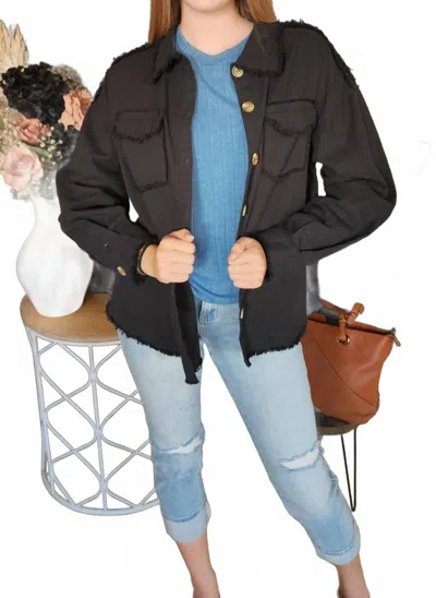 Umgee Button Up Shacket In Black