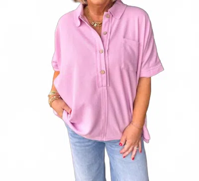 Umgee Button Up Top In Lavender In Pink