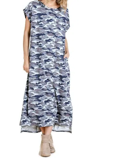 Umgee Camo Maxi Dress In Grey