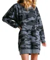 Umgee Camo Raw Edge Dress In Grey In Grey