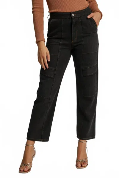 Umgee Cargo Denim Pants In Ash In Gray