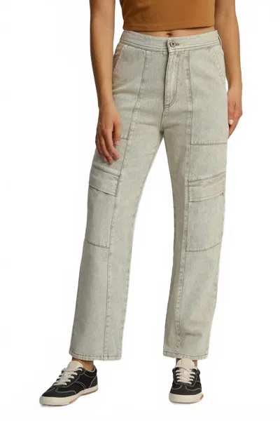 Umgee Cargo Denim Pants In Light Olive In Gray