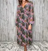 Umgee Carmel Maxi Dress In Black / Multi-color, Floral In Multi