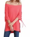 Umgee Casual Cutie Lace Up Top In Strawberry In Red