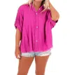 Umgee Casual Stroll Linen Top In Magenta In Pink