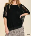 Umgee Catalina Crochet Crew Sweater In Black In Black