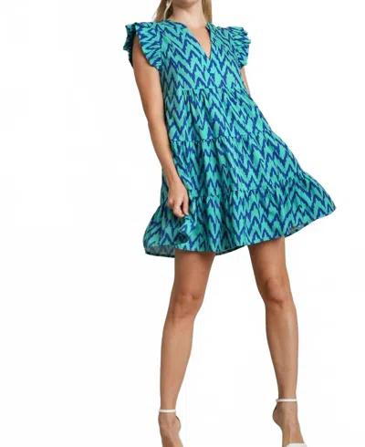 Umgee Challenge Accepted Chevron Dress In Blue