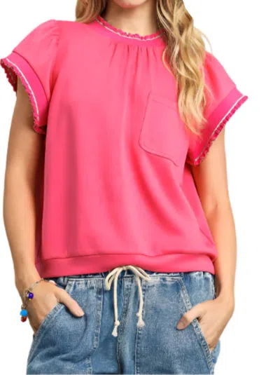 Umgee Charlie Ruffle Top In Pink