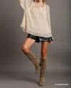 Umgee Charmaine Tiered Crinkle V-neck Blouse In Beige In White