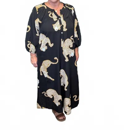 Umgee Cheetah Midi Dress In Black