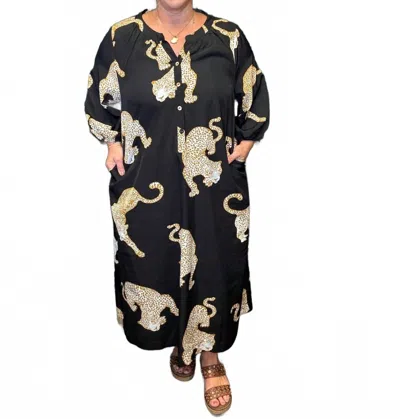 Umgee Cheetah Midi Dress In Multi In Black