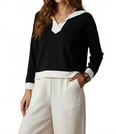 Umgee Chelsea Collar Pullover Sweater In Black