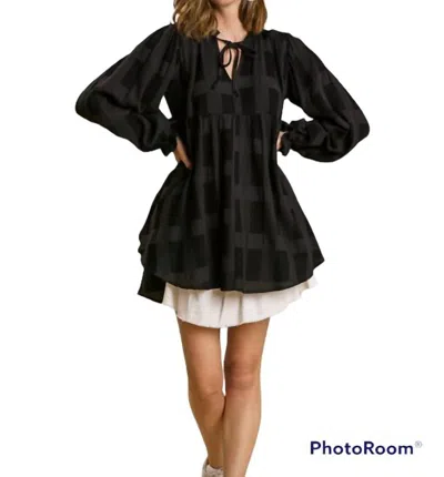 Umgee Chenille Babydoll Dress In Black