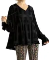 Umgee Chenille Babydoll Top In Black