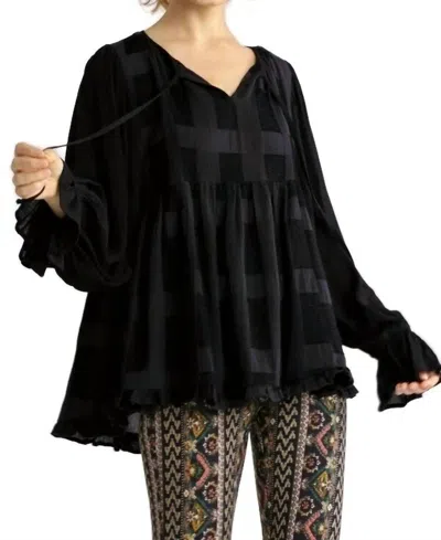 Umgee Chenille Babydoll Top In Black