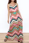 Umgee Chevron Print Maxi Dress In Multi In Multi
