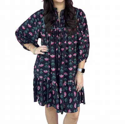 Umgee Christina Mini Dress In Black In Blue