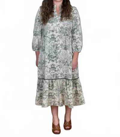 Umgee Clarissa Midi Dress In Cream Green Floral In Gray