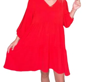 Umgee Classic Tiered Dress In Red