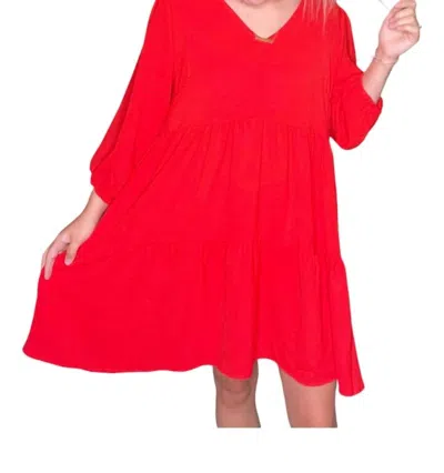 Umgee Classic Tiered Dress In Hot Pink