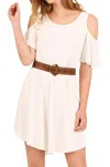 Umgee Cold Shoulder Butterfly Sleeve Dress In Cream In Neutral