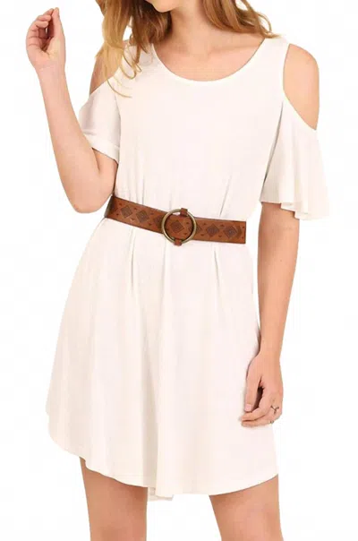 Umgee Cold Shoulder Butterfly Sleeve Dress In Cream In Neutral