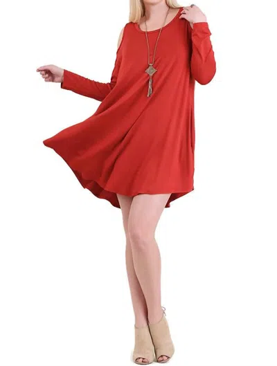 Umgee Cold Shoulder T-shirt Dress In Rust In Orange