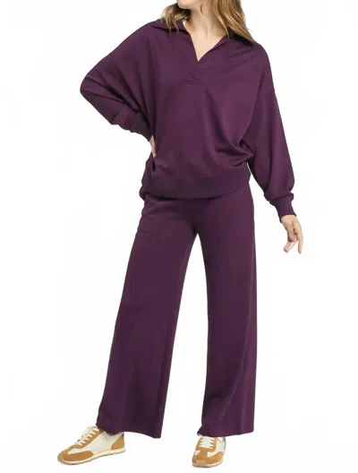 Umgee Collared Neck Top In Plum In Purple