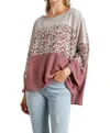 Umgee Color Block Waffle Knit Top In Berry Mix In Multi