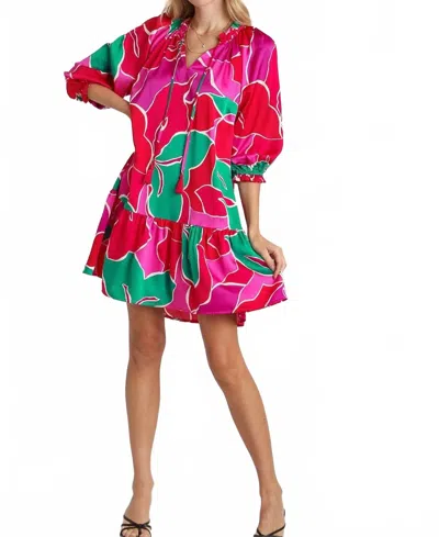 Umgee Color Snap Printed Dress In Pink Floral In Multi